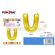 Arany színű, betű alakú fólia léggömb - U