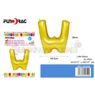 Arany színű, betű alakú fólia léggömb - W