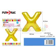 Arany színű, betű alakú fólia léggömb - X