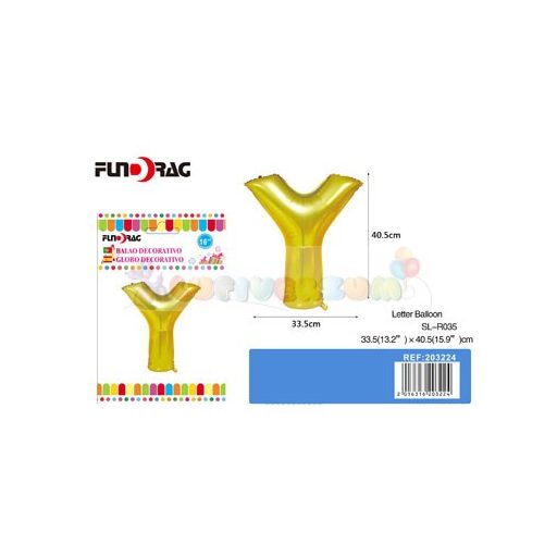 Arany színű, betű alakú fólia léggömb - Y