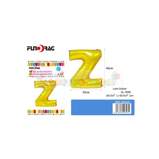 Arany színű, betű alakú fólia léggömb - Z