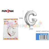 Ezüst színű, betű alakú fólia léggömb - G