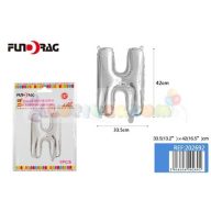 Ezüst színű, betű alakú fólia léggömb - H