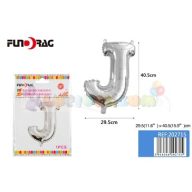 Ezüst színű, betű alakú fólia léggömb - J