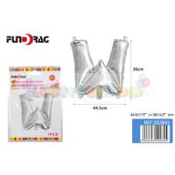 Ezüst színű, betű alakú fólia léggömb - W