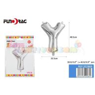 Ezüst színű, betű alakú fólia léggömb - Y