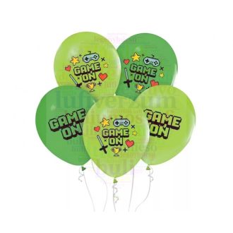 Game On mintás gumi lufi 30 cm-es, 5 db/csomag