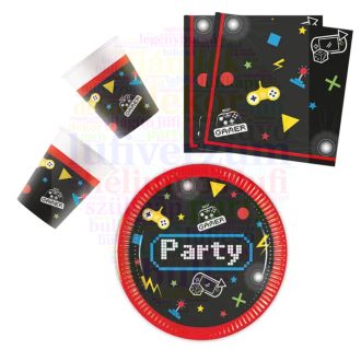 Gaming Party party szett 36 db-os 23 cm-es tányérral