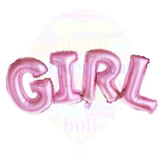   GIRL Feliratú Rózsaszín Levegős Fólia Lufi - Babaszületésre