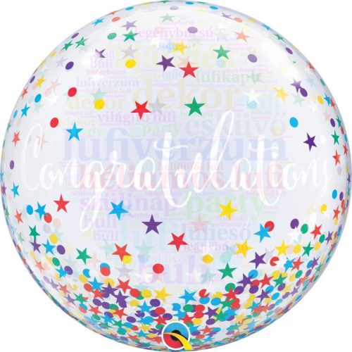Gratulálok Ballagási Bubble Léggömb, 56 cm-es