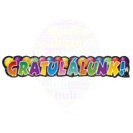 Gratulálunk! Feliratú Parti Banner - 148 cm x 28 cm