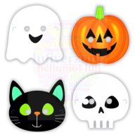 Halloween Karakterek Papír Maszk, 8 db-os