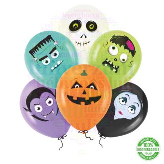   Halloween szörnyek - Biológiailag lebomló latex léggömbök, 30 cm, 6 db/csomag