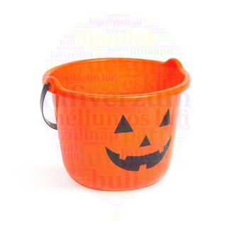 Halloween-i műanyag vödör - tök mintás - 20 x 15 cm