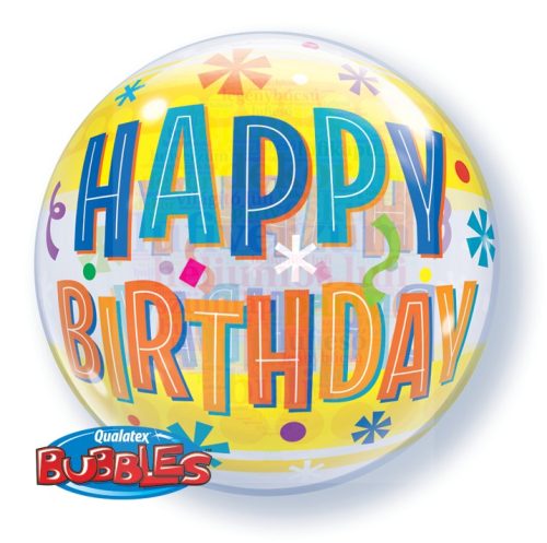 Szülinapos Bubbles lufi - Happy Birthday felirattal 657, 56 cm-es
