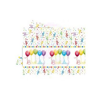   Happy Birthday Streamers - Szülinapi Parti Asztalterítő - 180 cm x 120 cm