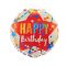 Piros csillagos Happy Birthday szülinapi fólia lufi - 45 cm