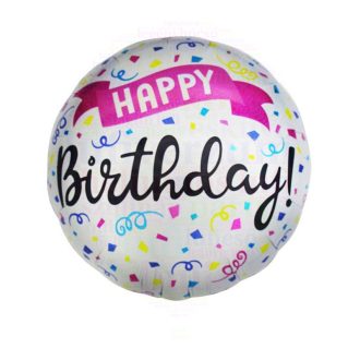 Happy Birthday színes konfettis fóli lufi 45 cm