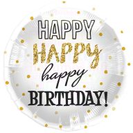   Happy Birthday arany pöttyös szülinapi fólia lufi - 45 cm