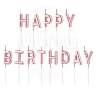 Happy Birthday gyertya - Rosegold