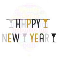 Happy New Year Feliratú Betűfüzér, 180 cm-es