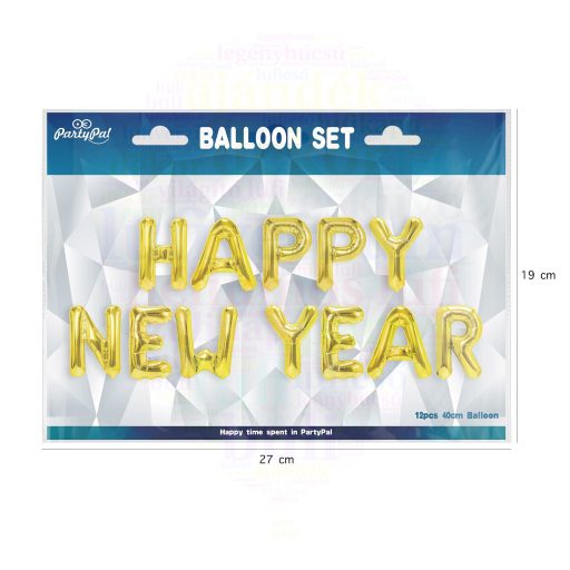 Happy New Year arany betű lufi szett - 40 cm