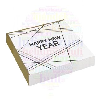   Happy New Year Feliratú Parti Szalvéta Szilveszterre - 33 cm x 33 cm, 20 db-os