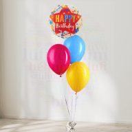   Héliumos luficsokor - 3 darab latex lufi 1 darab csillag mintás szülinapi fólia lufival