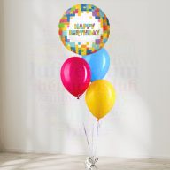   Héliumos luficsokor - 3 darab latex lufi 1 darab szülinapi LEGO mintás fólia lufival