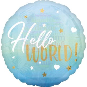Hello World - Kék Fólia Lufi Babaszületésre