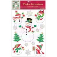   Hóember Mintás Télies Karácsonyi Ablakdekoráció Karácsonyra, 14 db-os