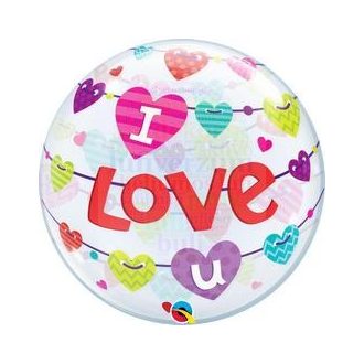 I Love U Szerelmes Bubble Lufi, 56 cm-es