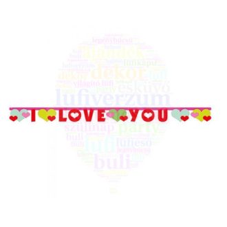 I Love You Feliratú Füzér Valentin-napra - 170 cm