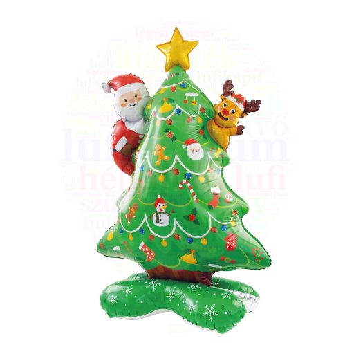 Karácsonyfa levegős fólia lufi - 125 cm