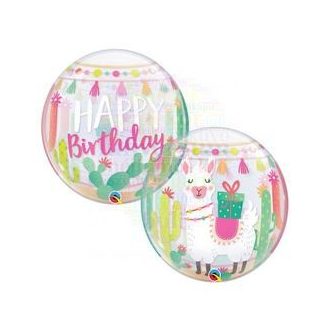 Láma szülinapi bubbles lufi, 56 cm-es