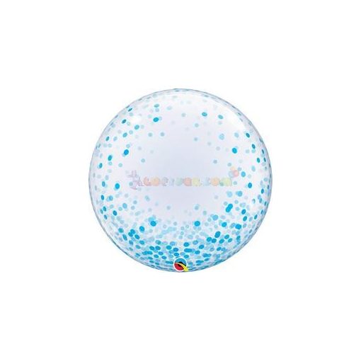 Kék Konfetti Pöttyös Mintás Deco Bubble Lufi 61 cm