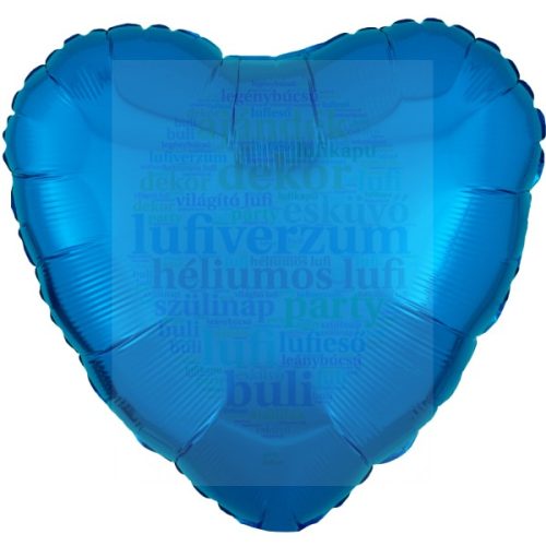 Kék Szív Fólia Léggömb 43 cm