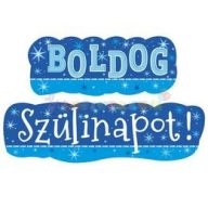 Boldog Szülinapot! Kék Fiús Banner - 148 cm x 27 cm