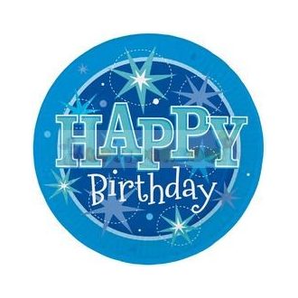   Happy Birthday Kék Sparkle Szülinapi Parti Tányér - 23 cm, 8 db-os