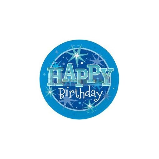 Happy Birthday Kék Sparkle Szülinapi Parti Tányér - 23 cm, 8 db-os