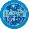Happy Birthday Kék Sparkle Szülinapi Parti Tányér - 23 cm, 8 db-os