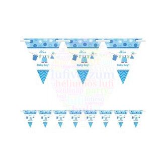 Shower With Love Kék Zászlófüzér Babaszületésre - 4 m