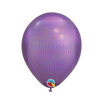 28 cm-es Lila KRÓM hatású Léggömb Darabra