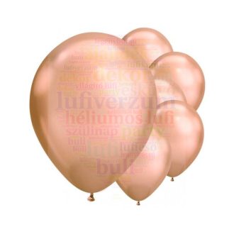 28 cm-es Rózsaarany KRÓM hatású Léggömb Darabra