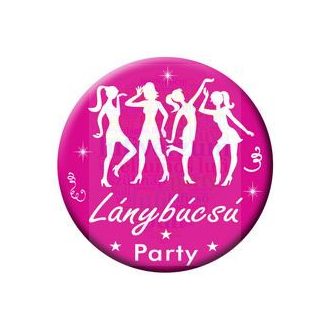 Rózsaszín-Fehér Lánybúcsú Party Kitűző - 5,5 cm