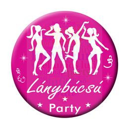 Rózsaszín-Fehér Lánybúcsú Party Kitűző - 5,5 cm
