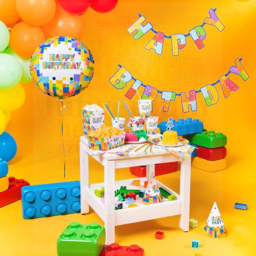 Lego kockás Születésnapi Fólia Lufi - 45cm