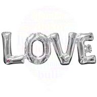 Ezüst LOVE levegős fólia lufi 63 cm x 22 cm
