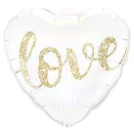 Love Feliratú Glitter Gold Szív Fólia Lufi