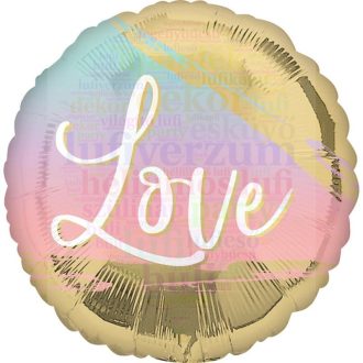   Arany és Pasztel Színű Sunset Love Szív Fólia Lufi - 45 cm